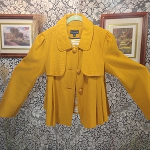 Dialogue gold dark yellow swing jacket loose heavy button up accordion pleats